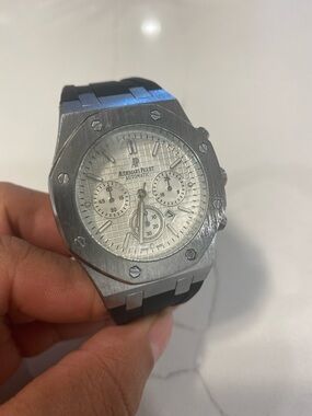 Audemars Piguet Silver and Black Sport Chronograph Watch